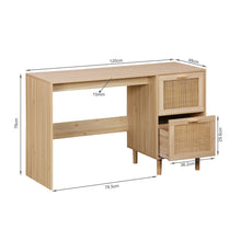 Load image into Gallery viewer, Gila 120cm Rattan Computer Desk with 2 Drawers - Natural