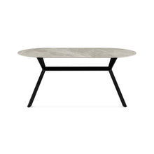 Load image into Gallery viewer, Cedar Gloss Ceramic Dining Table 180 x 90cm - Light Grey + Black