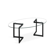Load image into Gallery viewer, Wynter Tempered Glass Oval Coffee Table 120 x 60cm - Transparent + Black