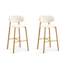 Load image into Gallery viewer, Indigo Fabric Bar Stool - Set of 2 - Beige