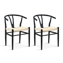 Load image into Gallery viewer, Winter Rope Seat Dining Chair Wishbone Chair Replica - Set of 2 - Black