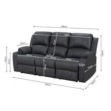 Load image into Gallery viewer, Marton Electric 3 Seater Recliner Sofa - Black
