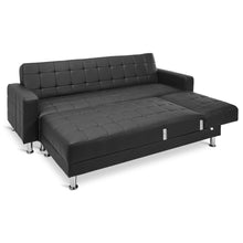 Load image into Gallery viewer, Minnesota 5 Seater Sofa Bed Futon with Chaise - Black