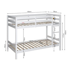 Load image into Gallery viewer, Maroon Single Wooden Bunk Bed Frame - White