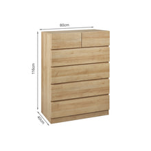 Load image into Gallery viewer, Harris 6 Drawers Tallboy - Oak