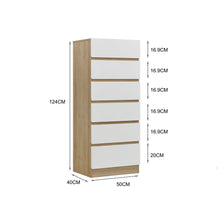 Load image into Gallery viewer, Harris 6 Drawers Slim Tallboy - Oak + White