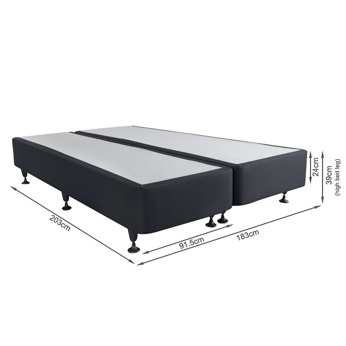 Vinson Fabric Super King Split Bed Base - Black