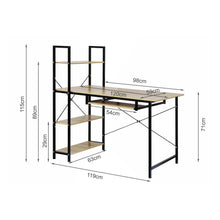 Load image into Gallery viewer, Gayle 120cm Computer Desk with Bookshelf - Black