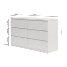 Load image into Gallery viewer, Tongass Wooden Low Boy 6 Drawers - White