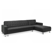 Load image into Gallery viewer, Minnesota 5 Seater Sofa Bed Futon with Chaise - Black