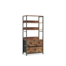 Load image into Gallery viewer, Whitby 4 Tier Storage Shelf with Drawers - Rustic Brown