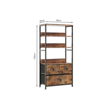 Load image into Gallery viewer, Whitby 4 Tier Storage Shelf with Drawers - Rustic Brown