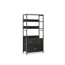 Load image into Gallery viewer, Whitby 4 Tier Storage Shelf with Drawers - Black