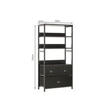 Load image into Gallery viewer, Whitby 4 Tier Storage Shelf with Drawers - Black
