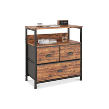 Load image into Gallery viewer, Whitby 2 Tier Storage Shelf with Drawers - Rustic Brown