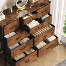 Load image into Gallery viewer, Natalia 10 Drawers Lowboy Chest Dresser - Rustic Brown