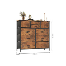 Load image into Gallery viewer, Natalia 10 Drawers Lowboy Chest Dresser - Rustic Brown