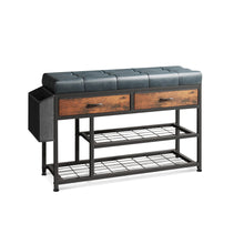 Load image into Gallery viewer, Plover Shoe Rack with Storage Bag - Rustic Brown + Blue