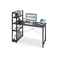 Load image into Gallery viewer, Kevin 120cm Computer Desk with Bookshelf - Black (0.063m3 - 16.5kg)
