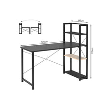 Load image into Gallery viewer, Kevin 120cm Computer Desk with Bookshelf - Black (0.063m3 - 16.5kg)