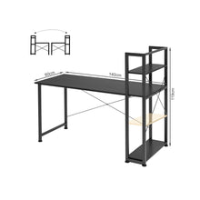 Load image into Gallery viewer, Kevin 140cm Computer Desk with Bookshelf - Black