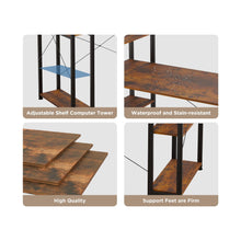 Load image into Gallery viewer, Kevin 160cm Computer Desk with Bookshelf - Rustic Brown