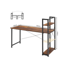 Load image into Gallery viewer, Kevin 160cm Computer Desk with Bookshelf - Rustic Brown