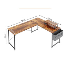 Load image into Gallery viewer, Felix Computer Corner Desk with Storage Bag - Rustic Brown