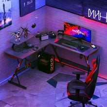 Load image into Gallery viewer, Grant Gaming Corner Desk with Monitor Stand - Carbon Black