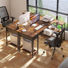 Load image into Gallery viewer, Simon Computer Corner Desk with Bookshelf - Rustic Brown