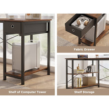 Load image into Gallery viewer, Simon Computer Corner Desk with Bookshelf - Rustic Brown