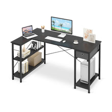 Load image into Gallery viewer, Simon Computer Corner Desk with Bookshelf - Black