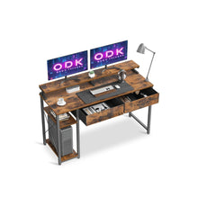 Load image into Gallery viewer, Gael 100cm Computer Desk with 2 Drawers - Rustic Brown