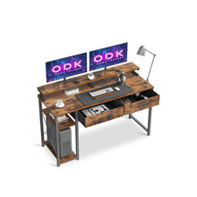 Load image into Gallery viewer, Gael 120cm Computer Desk with 2 Drawers - Rustic Brown