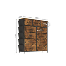 Load image into Gallery viewer, Paisley 11 Drawers Tallboy with Storage Bag - Rustic Brown