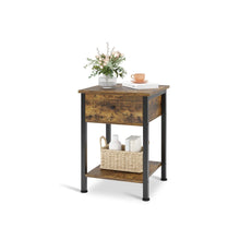 Load image into Gallery viewer, Atlas Side Table with Drawer and Storage Shelf - Rustic Brown