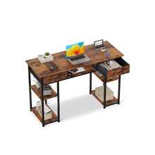 Load image into Gallery viewer, Richard 120m Computer Desk With Bookshelf - Rustic Brown