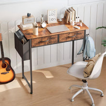 Load image into Gallery viewer, Kaleb 80cm Computer Desk with 2 Drawers - Rustic Brown (0.030m3 - 9kg)