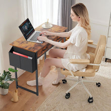 Load image into Gallery viewer, Kaleb 80cm Computer Desk with 2 Drawers - Rustic Brown (0.030m3 - 9kg)