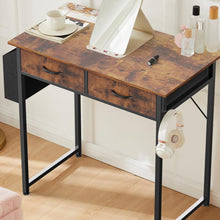 Load image into Gallery viewer, Kaleb 80cm Computer Desk with 2 Drawers - Rustic Brown (0.030m3 - 9kg)