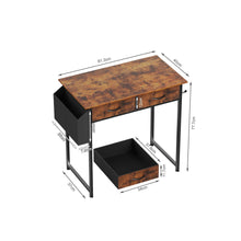 Load image into Gallery viewer, Kaleb 80cm Computer Desk with 2 Drawers - Rustic Brown (0.030m3 - 9kg)