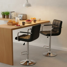 Load image into Gallery viewer, Lois Bar Stool with PU Leather - Set of 2 - Black