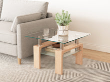 Load image into Gallery viewer, Ollie Tempered Glass Square Side Table 65 x 65cm - Oak
