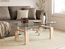 Load image into Gallery viewer, Ollie Tempered Glass Rectangle Coffee Table 110 x 60cm - Oak