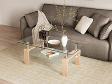 Load image into Gallery viewer, Ollie Tempered Glass Rectangle Coffee Table 110 x 60cm - Oak