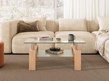 Load image into Gallery viewer, Ollie Tempered Glass Rectangle Coffee Table 95 x 55cm - Oak