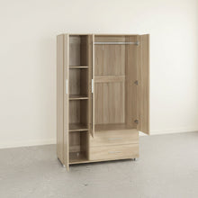 Load image into Gallery viewer, Bram 3 Door Wardrobe Cabinet with Mirror - Oak