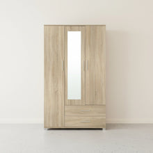 Load image into Gallery viewer, Bram 3 Door Wardrobe Cabinet with Mirror - Oak