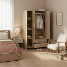 Load image into Gallery viewer, Bram 3 Door Wardrobe Cabinet with Mirror - Oak