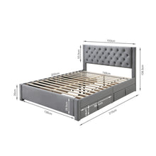 Load image into Gallery viewer, Montana Velvet Queen Bed Frame with 4 Drawers - Grey
